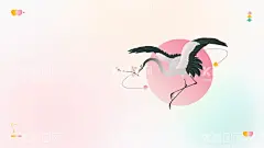 樱花与鹤舞  - 源文件下载【酷图网】樱花,鹤,渐变,古风,迷彩,炫彩,背景,排版