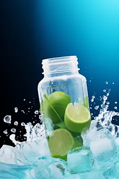 创意冰冻柠檬水摄影图素材图片
