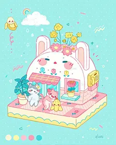 #遇见艺术# #插画#
少女心爆棚！

插画师 ajtuana 的作品实在太可爱啦，粉嫩色调的食物搭配Q萌的小动物，每一个小细节都令人心动~ ​​​​