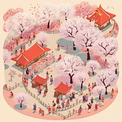 AI绘画_Prompts_Ben_illustration_of_Sakura_tree_festival_3adac542-8953-4c9b-8297-fc7b07e26242_xpanx.com