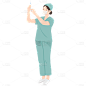 穿绿色医疗服的女医生医疗保健人物贴纸