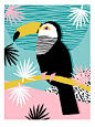 Loopy - wacka designs abstract bird toucan tropical memphis throwback retro neon 1980s style pop art Art Print