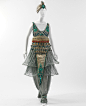 Fancy Dress Costume  
Paul Poiret  
1911  
Early in the twentieth century Diaghilev’s Russian dance company, Ballets Russes, performed in Paris—reigniting the taste for orientalism in Europe with its exotic sets and costumes. As this ensemble illustrates,