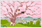 #飞乐鸟分享# 蓝色大海，喧闹街头，樱花和田野，让两只猫咪陪你去看风景吧！来自日本插画师Toshinori Mori ​​​​