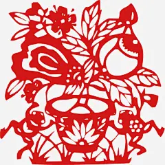 中国风瓜果篮剪纸高清素材 中国年 传统 剪纸 年贺卡 新年主题 狗年春节 窗花 纹样 装饰 过年啦 迎春贺岁 免抠png 设计图片 免费下载