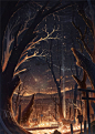 日本画师コーラcola唯美夕阳天空场景背景意境原画插画作品合集 – ACG图包网