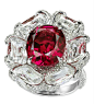 Non-heated Burmese ruby and diamond flower ring | Rings | Pinterest@北坤人素材
