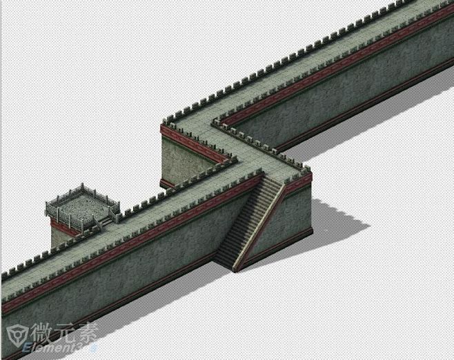三渲二 中国古代城墙 带灯光材质