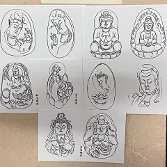 玉雕贴纸观音雕刻画稿图谱宝宝观音侧脸正装多种设计-淘宝网