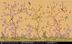 花鸟图 花鸟壁画 手绘花鸟