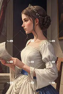 Ai产生的 女士 女孩 美丽 读 信件 幻想 裙子 历史