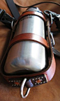 Klean Kanteen Leather Bottle Carrier. Fits all standard 27oz Klean Kanteens. Made from thick, tough, vegtan cowhide. Dyed and hot-stuffed with waxes and oils. There are 12 hand-peened copper rivets used in its construction. Durable nickel horse-tack hardw