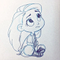 A picture of Little Ezzy I drew when I was sad a few weeks ago. I don't remember what I was sad about, so I guess that means it turned out alright in the end!  || #sketch #drawing #pencil #traditional #blue #sad #lookingup #slumped #mini #little #chibi