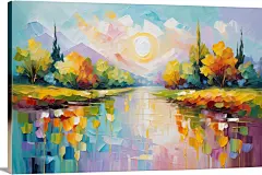 彩色田园乡村艺术创作油画图片插画