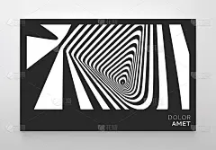 几何背景条纹。黑白现代图案与视错觉。三维矢量插图的小册子，年度报告，杂志，海报，演示，传单或横幅。