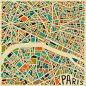 MAP & CITY ILLUSTRATION Abstract Maps of Famous World Cities - Paris