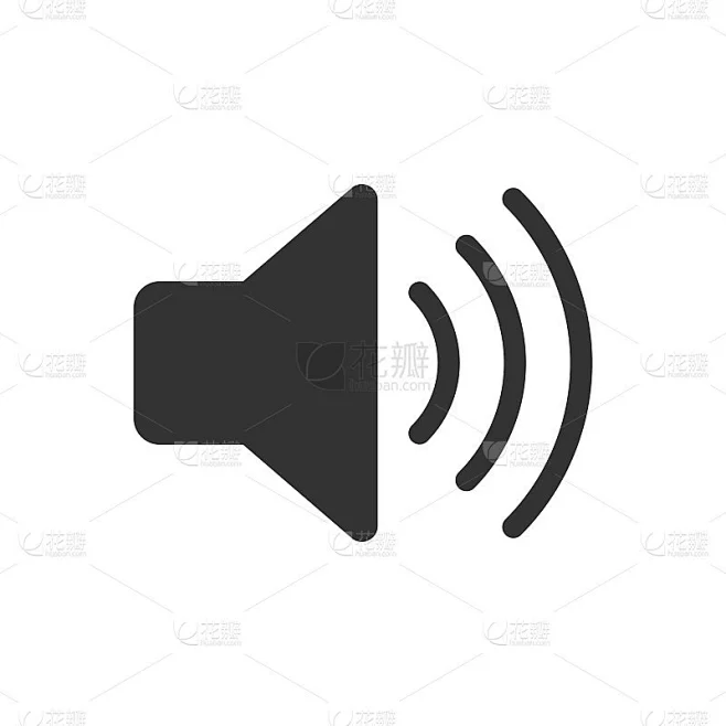扬声器音频图标。音量控制声音开关静音符号。平面应用程序界面声音符号按钮。矢量插图形象。孤立在白色背景素材-花瓣网