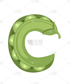 绘画插图,矢量,蔬菜,豌豆,英文字母c,平坦的,分离着色,高雅,漫画,设计