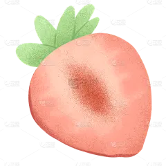 手绘-水果切面元素-草莓