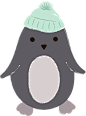 企鹅 冬天的可爱动物手绘PNG免扣素材 Winter's cute animals