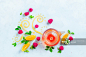 Honey and tea header. Glass teapot with decorative honey swirls, lemon slices and green leaves....详情 - 创意图片 - 视觉中国 VCG.COM