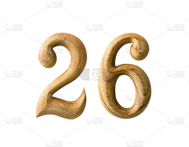 白色的木制数字26