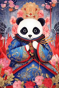 可爱京剧国潮熊猫插画