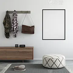 interior loft entrance with poster frame template