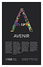 Designer (unknown) | #advertising | The design was posted on co-jin.net. | I am drawn to this poster because of the creatively compiled "A."  I enjoy how the "A" is produced from bits and parts of other Avenir letters.  The color is ae