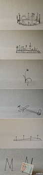 艺术家Masao Seki用不起眼的细铁丝制作的微型雕塑Wire Works。 via: http://t.cn/auvzHi