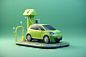 充电3D立体新能源汽车节能环保模型图片