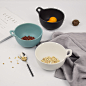 创意亚光色釉陶瓷碗 日式汤碗米饭碗单耳水果沙拉碗餐具套装家用