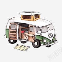 手绘秋季旅游房车 平面电商 创意素材
