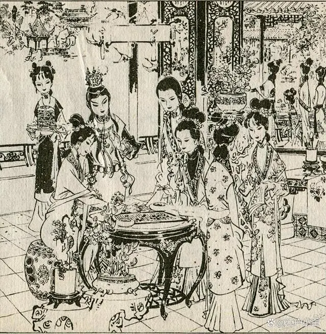 红楼梦连环画《黛玉葬花》鉴赏，徐晓平绘画-花瓣网