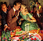 Haddon Sundblom -   Painting was in a 7-up ad in December 1957. Looks like everyone is eating well.