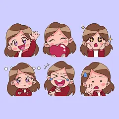 表情包 人物头像 插画 手绘  小女孩