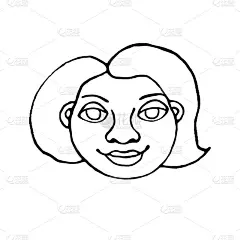 轮廓的脸的人。手绘线条艺术插图。一个男人、女人、男孩、女孩的头，在一个涂鸦的风格，孤立在一个白色的背