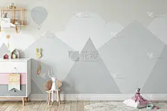 孩子们的墙被嘲笑了。 孩子们在里面 斯堪的纳维亚内陆。 3D渲染，3D说明