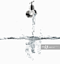 Illustration of water flowing and splashing out of faucet, studio shot on white background_创意图片