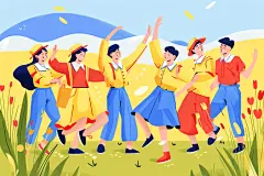 扁平化奋斗青年五四青年节人物插画
