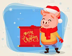 可爱的,猪,衣服,圣诞老人,贺卡,动物,品牌名称,圣诞老公,问候