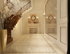 东易日盛天津分公司采集到300平别墅欧式新古典风格装修，带出浅浅的欧式风情