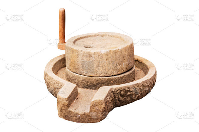 古代手工石磨磨.