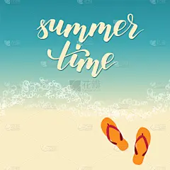 传单,模板,夏天,拖鞋,波浪,节日,凉拖鞋,沙子,度假,放松