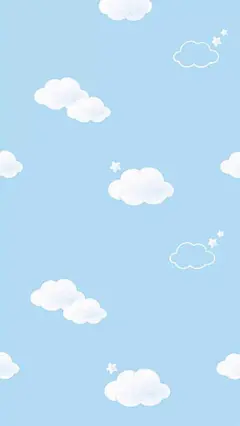 手绘卡通蓝天白云风景