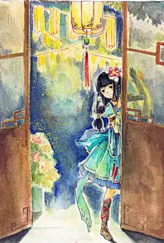 nekotrain  的插画 “我想去看花灯，你快出来啊“