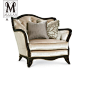 慕妃高端定制客厅家具法式美式新古典实木布艺软包单人沙发CP22