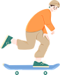 扁平肌理流行运动人物-玩滑板