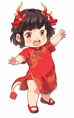 可爱卡通龙宝宝素材图AI图数字艺术图