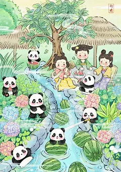 原创插画|古风熊猫小合集 - 小红书